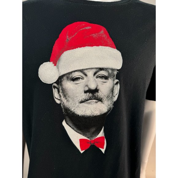 Anvil Ring Spun Bill Murray Santa Holiday TShirt Lg Black Cotton - Picture 5 of 16
